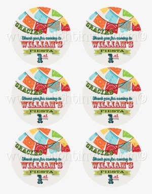 Mexican Fiesta Birthday Invitation Sticker Tag - Circle
