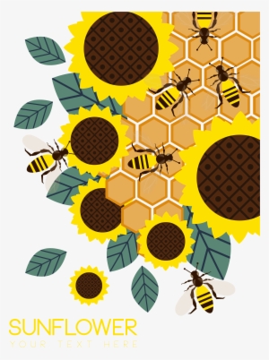 Svg Freeuse Download Honey Common Sunflower Bees Gather - Girasol Abejas