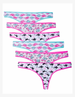 6 Pack Caramel Cantina Cotton Spandex Thongs - Panties