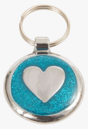 Luxury Designer Dog Tag Glitter Azure Blue Heart Shimmer - Pet Tag