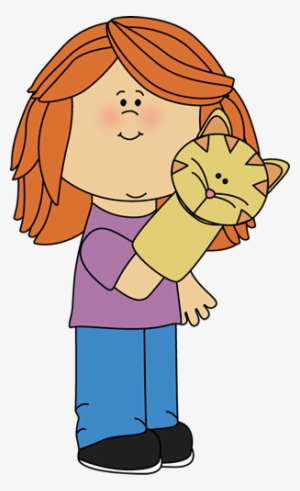 Girl Playing With A Puppet - Dramatic Play Clip Art