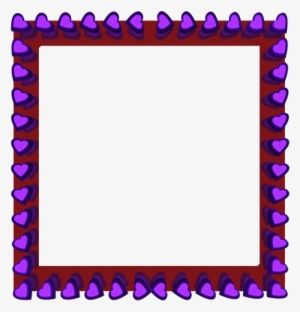 Purple Love Hearts Reflection On Red Square Border - Clip Art