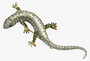 Huge 4 Inch Figural Lizard Salamander Rhinestone Brooch - Reptile