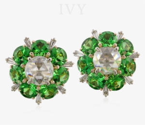 Com Tsavorites And Diamonds In Ivy Gold Earring - Earrings