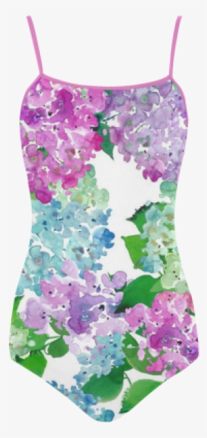 Watercolor Hydrangea Strap Swimsuit - Interestprint Designed Laptop Shoulder Bag Watercolor