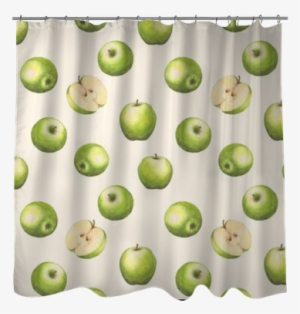 Hand-drawn Watercolor Seamless Pattern With Green Apples - Granny Smith