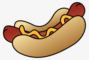 Hot Dog With Sausage Bun And Mustard - Hotdog Clipart Black And White