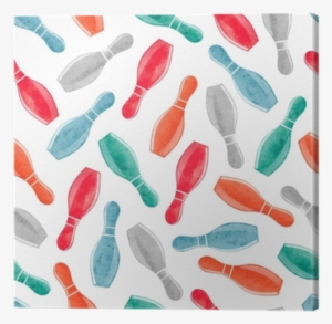 Seamless Pattern With Colorful Watercolor Bowling Pins - Watercolor Painting