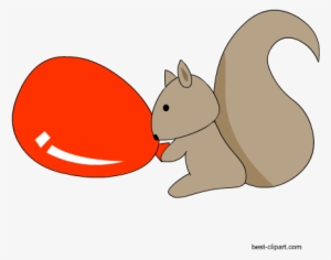 Squirrel Holding A Balloon Clip Art - Clip Art