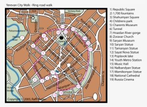 Yerevan Walk Ring Road ‎ - Yerevan Walking Tour Map