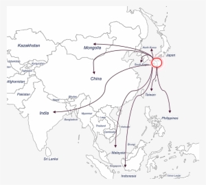 World Map Around Japan - Globe India Vector