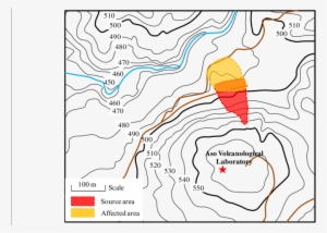 The Contour Map Of The Landslide Near The Aso Volcanological - Contour Map Japan