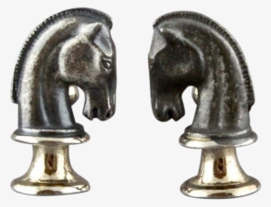 Vintage Three Dimensional Knight Chess Piece Cufflinks - Knight Chess Piece Cufflinks