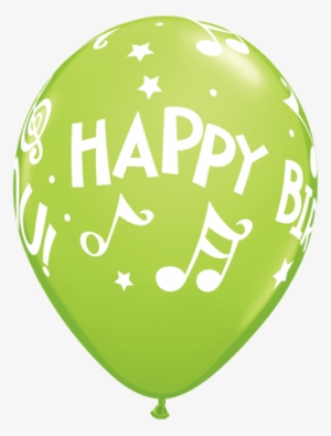 Bouquet Of 7 Latex Mn Hpy Bday Lime Green Balloon - Qualatex 11 Inch Assorted Latex Balloon - Music Notes