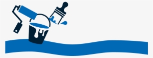A Graphic Of A Pot Of Paint, Paint Roller And Paint - Painter And Decorator Clipart