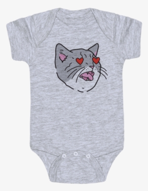 Cat With Heart Eyes Baby Onesy - Inappropriate Baby Onesies