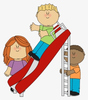 Kids Playing On A Slide - Kids Playing Clipart