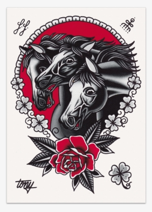 Pharaoh's Horses Old School Tattoo Traditional Tattoo - Horses Of Pharaoh