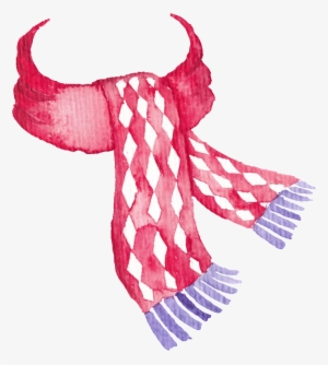 Red Plaid Hand-painted Scarf Christmas Transparent