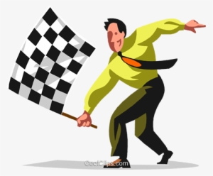 Businessman Waving Checkered Flag Royalty Free Vector - Tipos De Flechas