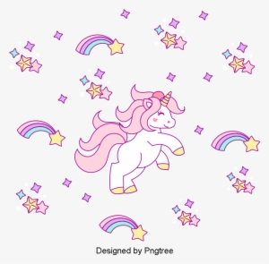 The Unicorn Under The Rainbow, Vector Png, Unicorn, - Cartoon