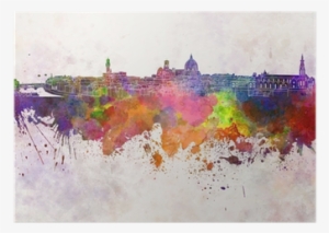 Florence Skyline In Watercolor Background Poster • - Florence Skyline Drawing