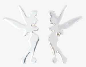 Disney Tinkerbell Silhouette Stud Earrings White Gold - Portable Network Graphics