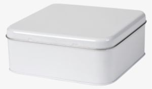 Square Cake Tin With Sliplid - White Square Metal Tin