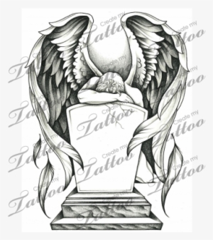 Marketplace Tattoo Grieving Angel And Tombstone - Rip Angel Tattoo Designs