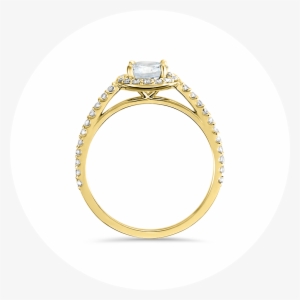 Yellow Gold Halo Diamond And Moissanite Engagement