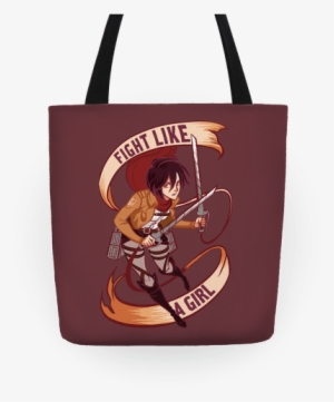 Fight Like A Girl Tote - Mikasa: Fight Like A Girl Tote Bag: Funny Tote Bag