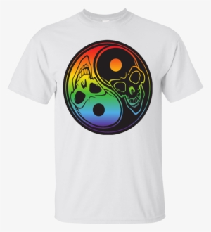 Rainbow Yin Yang Halloween Special Shirt - Blk Skull Yin Yang 2 Queen Duvet