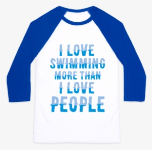 I Love Swimming More Than I Love People Baseball Tee - Carl Sagan T Shirt Star Stuff