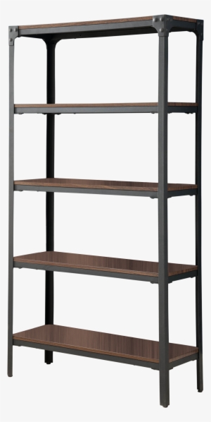 Walnut Wood & Black Metal Frame Contemporary 5 Tier - Ikea Bror