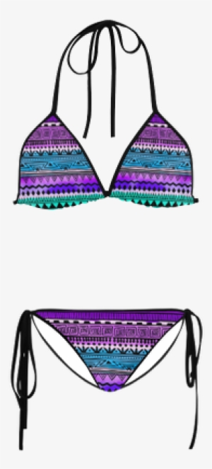 Tribal Pattern Purple Bikini Custom Design Stella Saksa - Thin Blue Line Bikini