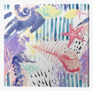 Creative Abstract Watercolor Marine Seamless Pattern - Star Fish Water Color Pattern