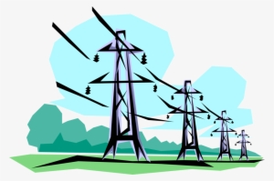 Vector Illustration Of Transmission Towers Carry Electrical - Power Line Clip Art