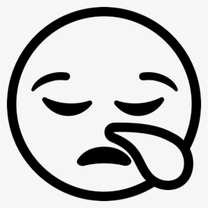 Sleepy Face Emoji Rubber Stamp - Tired Emoji Black And White