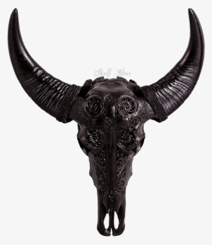 Carved Cow Skulls Black