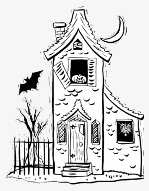 Clipart Houses Watercolour - Halloween Haunted House Drawing
