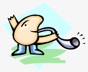 Vector Illustration Of Horn Blower Blows His Shofar - Vector Graphics