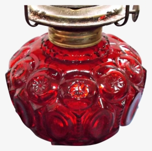 Moon And Stars Red Glass Hurricane Oil Lamp Base L - Oil Lamp