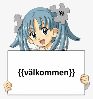 Wikipe Tan Swedish Welcome Sign - Anime Girl Holding Sign