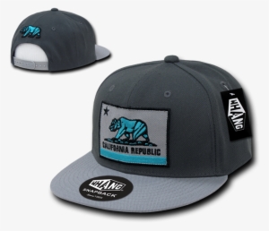 Whang California Bear Flag Patch Embroidery Snapback - California Republic Flat Bill Snapback By Whang (charcoal