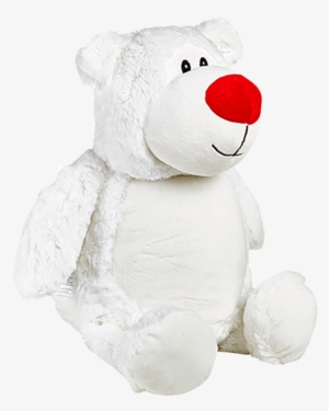 White Bear With Red Nose Cubby - Teddy Bear