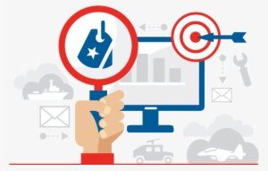 Magnifying Glass, Target And Computer Icon - Magnifying Glass
