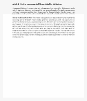 Update Your Account Of Minecraft To Play Multiplayerones - Cover Letter