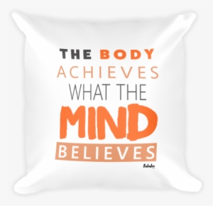 Square Pillow “the Body Achieves What The Mind Believes” - Doge Logo