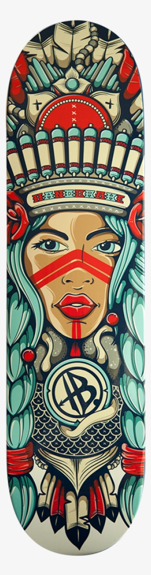 Pocahontas Indian Girl Skateboard Deck - Handbrake Design