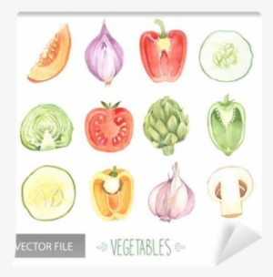 Watercolor Vegetables Organic Vector Set Wall Mural - Recipe Journal: Set Of Watercolor Veggies Cooking Journal,